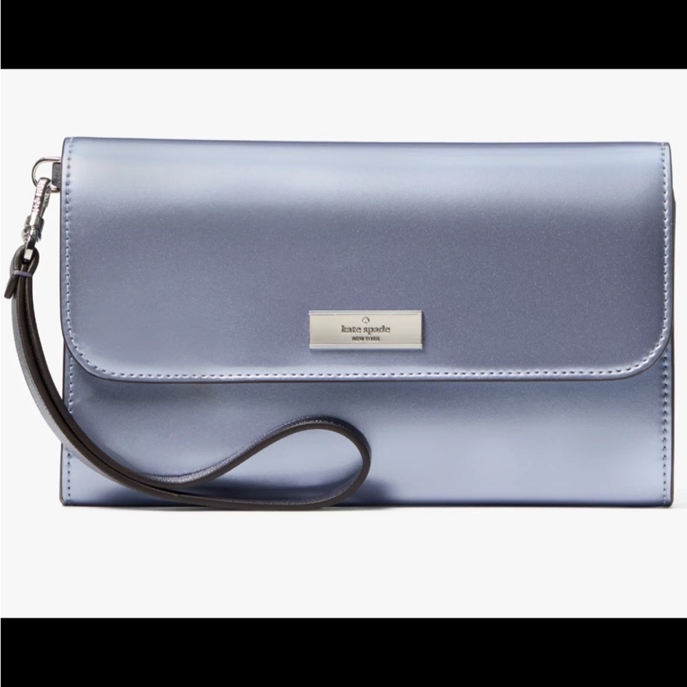 Kate Spade KJ015 Kenzie Boxed Medium Flap Wristlet In Candied Flower Blue